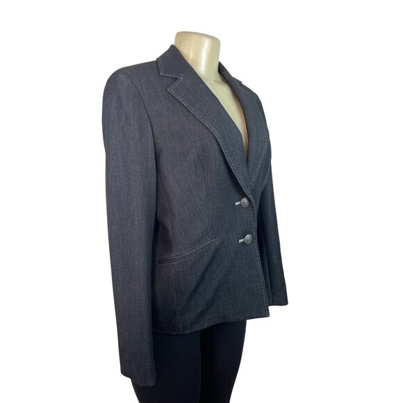 Kasper Womens Charcoal Gray Blazer Two-Button Closure Long Sleeves Sz 12 - New - Picture 2 of 10